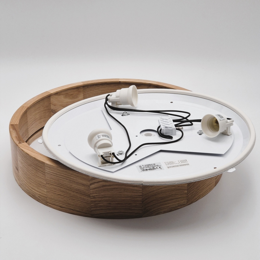Koupelnové stropní svítidlo OAK 3xE27/15W/230V dub ø 37 cm IP54