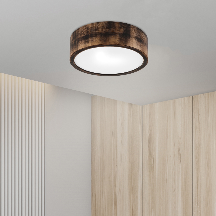 Koupelnové stropní svítidlo OAK SMOKY 2xE27/15W/230V IP54 ø 27,5 cm dub/hnědá