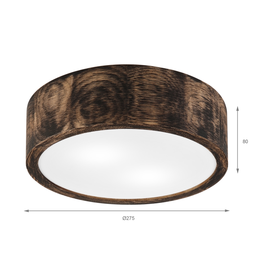 Koupelnové stropní svítidlo OAK SMOKY 2xE27/15W/230V IP54 ø 27,5 cm dub/hnědá