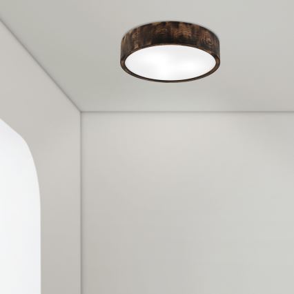 Koupelnové stropní svítidlo OAK SMOKY 3xE27/15W/230V IP54 pr. 37,5 cm dub/hnědá