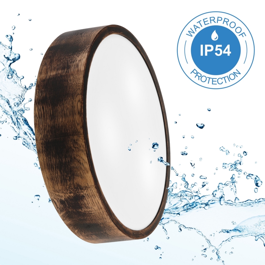 Koupelnové stropní svítidlo OAK SMOKY 3xE27/15W/230V IP54 ø 37,5 cm dub/hnědá