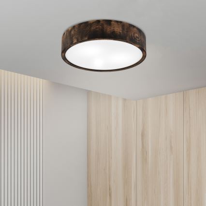 Koupelnové stropní svítidlo OAK SMOKY 3xE27/15W/230V IP54 ø 37,5 cm dub/hnědá
