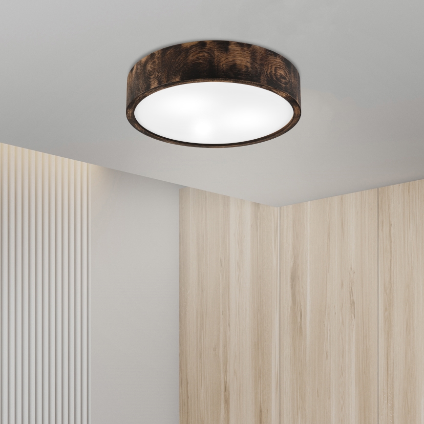 Koupelnové stropní svítidlo OAK SMOKY 3xE27/15W/230V IP54 ø 37,5 cm dub/hnědá