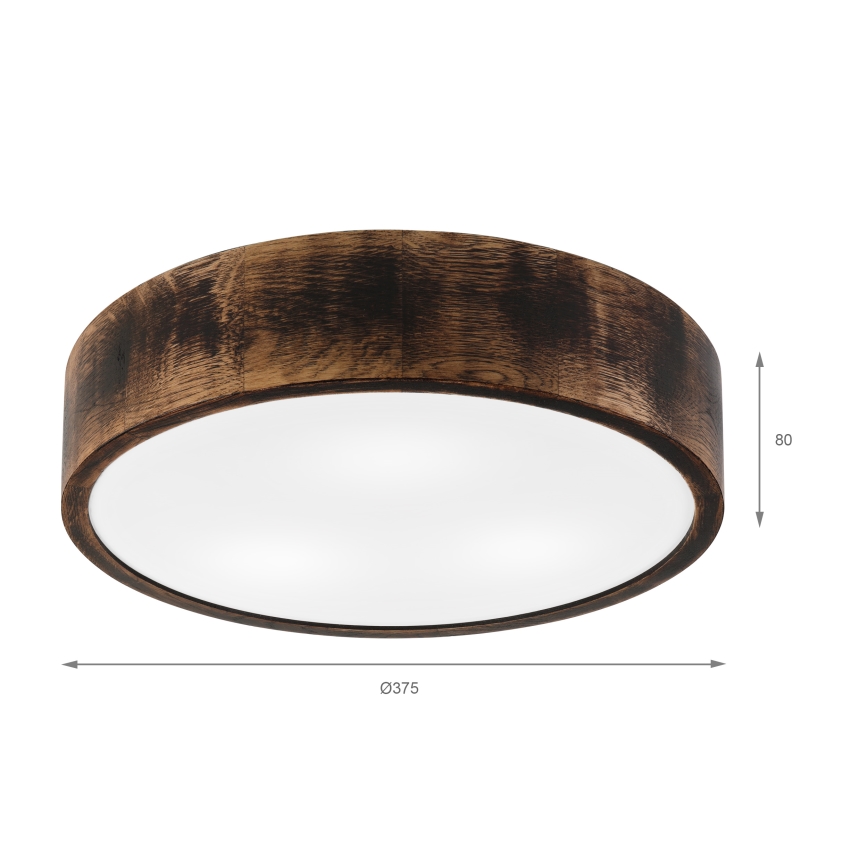 Koupelnové stropní svítidlo OAK SMOKY 3xE27/15W/230V IP54 ø 37,5 cm dub/hnědá