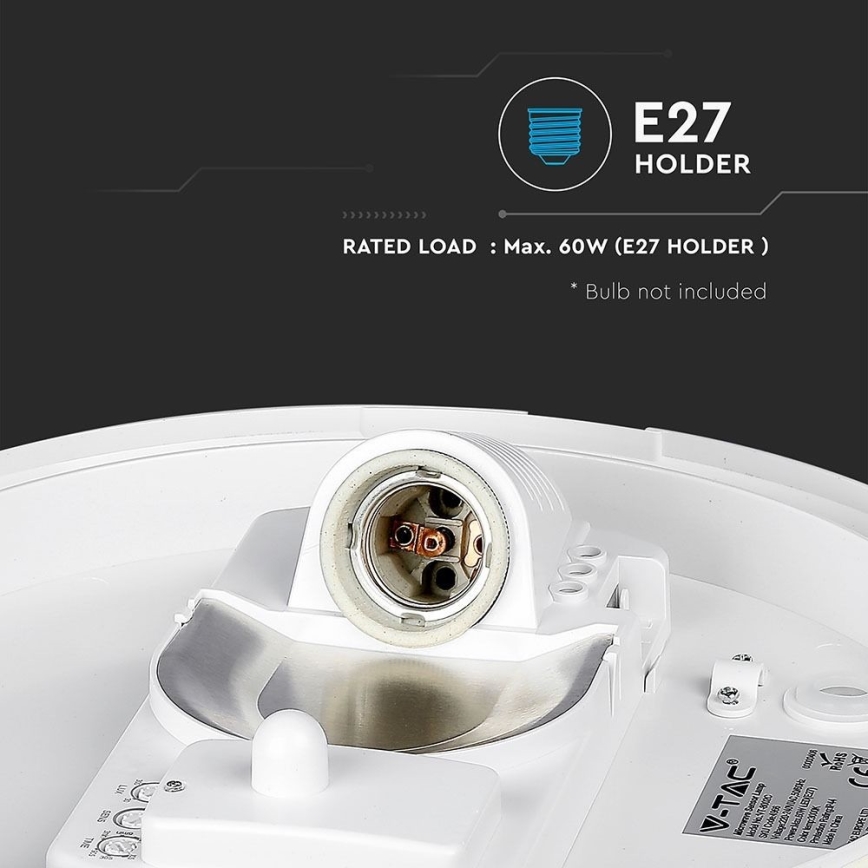 Koupelnové stropní svítidlo se senzorem 1xE27/60W/230V IP44 ø 29,6 cm