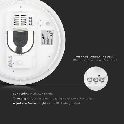 Koupelnové stropní svítidlo se senzorem 1xE27/60W/230V IP44 ø 29,6 cm