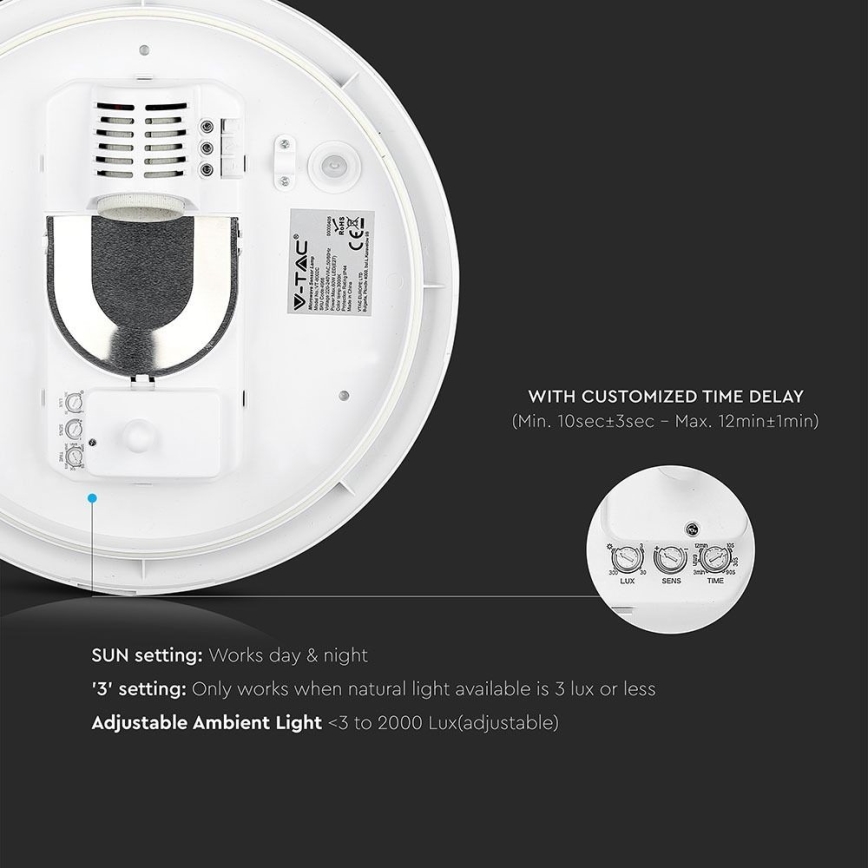 Koupelnové stropní svítidlo se senzorem 1xE27/60W/230V IP44 ø 29,6 cm
