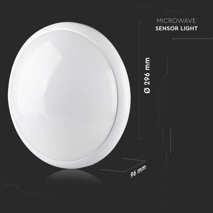 Koupelnové stropní svítidlo se senzorem 1xE27/60W/230V IP44 ø 29,6 cm