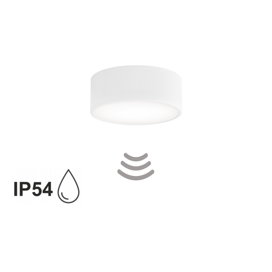 Koupelnové stropní svítidlo se senzorem CLEO 1xE27/24W/230V pr. 20 cm IP54 bílá