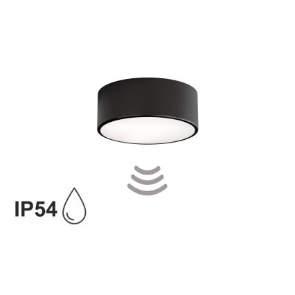 Koupelnové stropní svítidlo se senzorem CLEO 1xE27/24W/230V pr. 20 cm IP54 černá