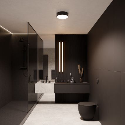 Koupelnové stropní svítidlo se senzorem CLEO 3xE27/24W/230V pr. 40 cm černá IP54