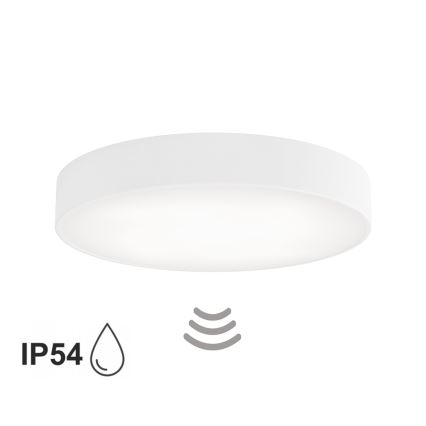 Koupelnové stropní svítidlo se senzorem CLEO 4xE27/24W/230V pr. 50 cm IP54 bílá