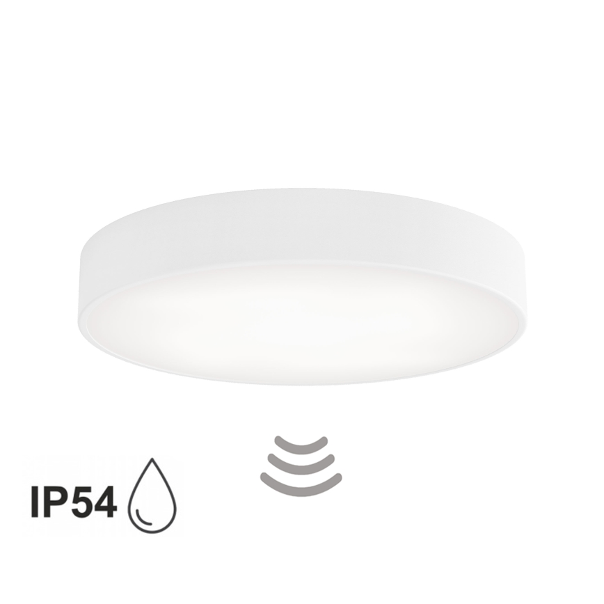 Koupelnové stropní svítidlo se senzorem CLEO 4xE27/24W/230V pr. 50 cm IP54 bílá