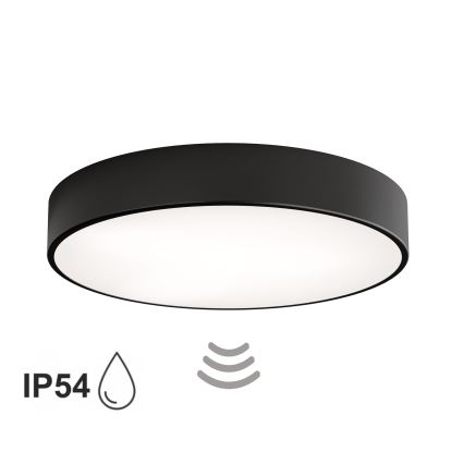 Koupelnové stropní svítidlo se senzorem CLEO 4xE27/24W/230V pr. 50 cm IP54 černá