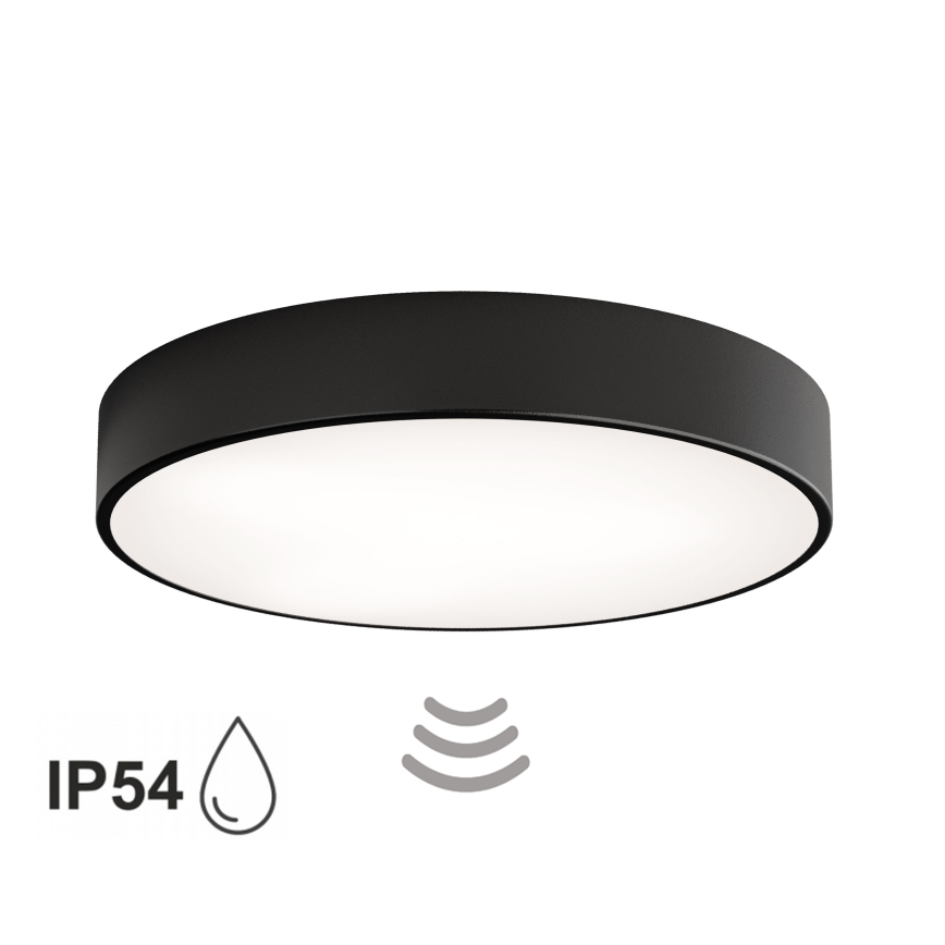 Koupelnové stropní svítidlo se senzorem CLEO 4xE27/24W/230V pr. 50 cm IP54 černá