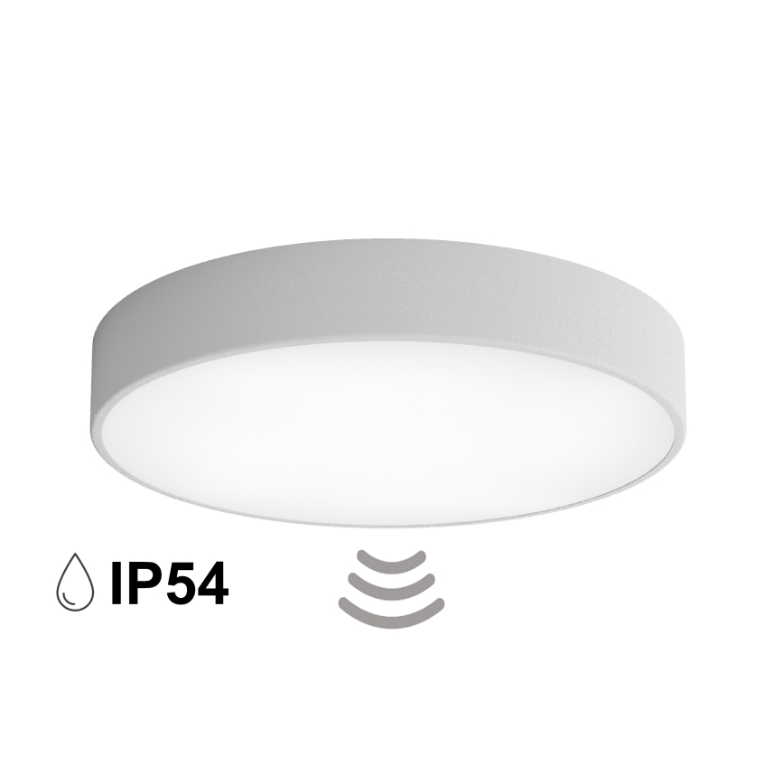 Koupelnové stropní svítidlo se senzorem CLEO 4xE27/24W/230V pr. 50 cm IP54 šedá