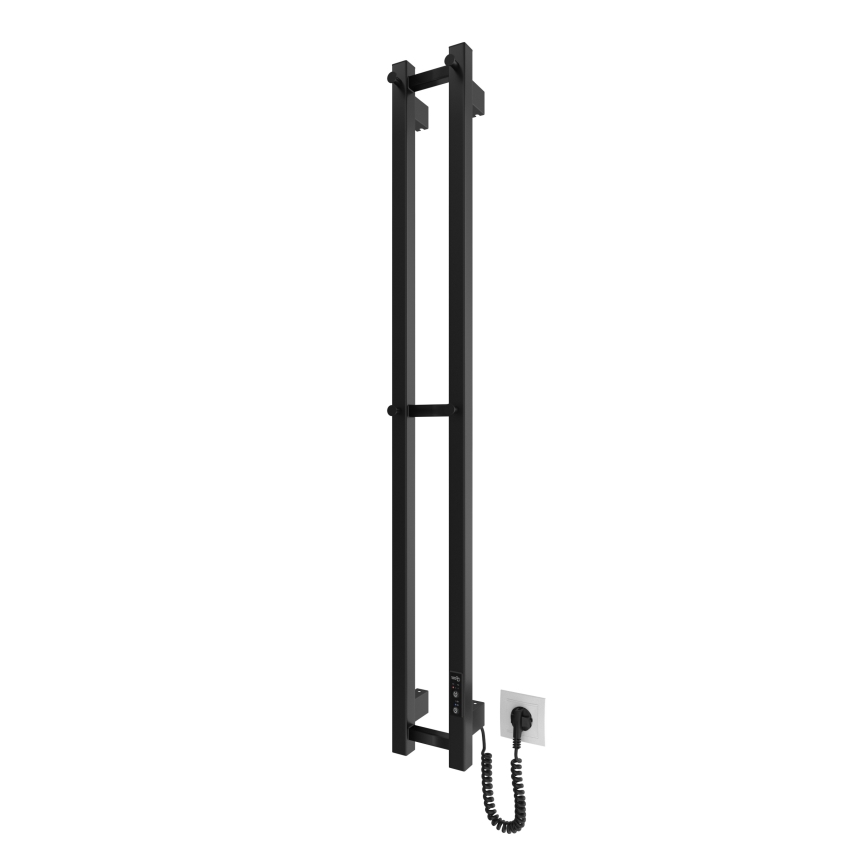 Koupelnový radiátor HF SLIM 80W/230V 117x14 cm černá hranatý