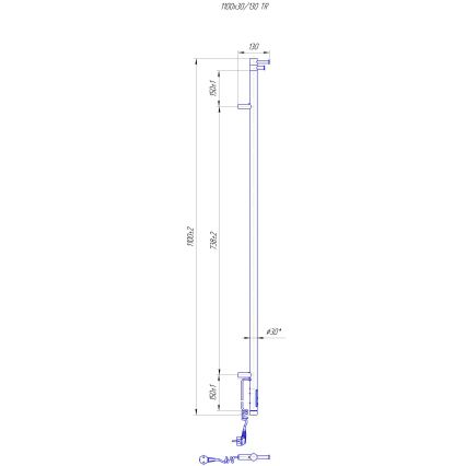 Koupelnový radiátor RAY 25W/230V 110x30 cm IP44 nerez/bílá