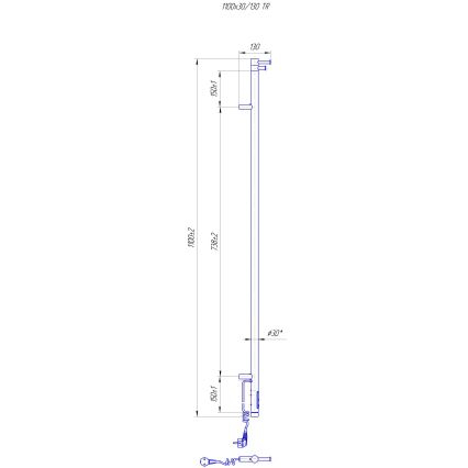 Koupelnový radiátor RAY 25W/230V 110x30 cm IP44 nerez/černá