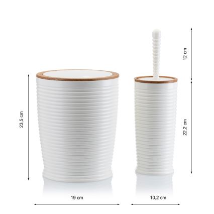 Koupelnový set CAROL 5 ks bílá/hnědá