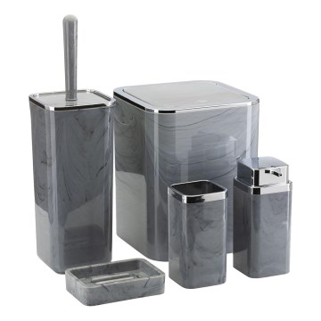 Koupelnový set GRIS 5 ks šedá/lesklý chrom