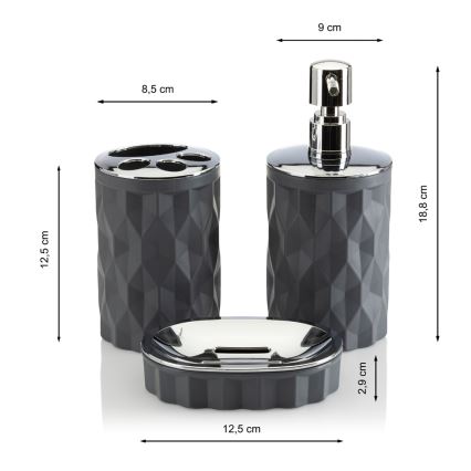 Koupelnový set REINA 5 ks antracit/lesklý chrom