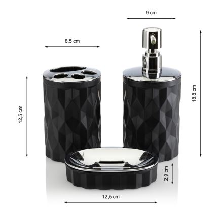 Koupelnový set REINA 5 ks černá/lesklý chrom