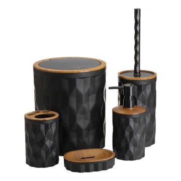 Koupelnový set REINA 5 ks černá/hnědá
