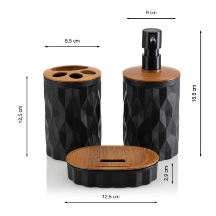 Koupelnový set REINA 5 ks černá/hnědá