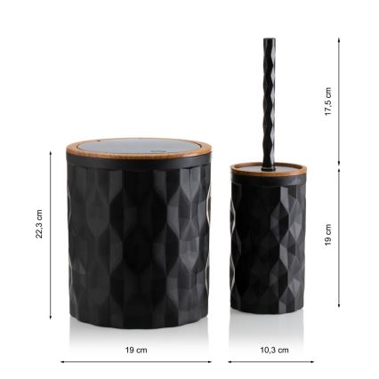Koupelnový set REINA 5 ks černá/hnědá