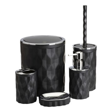 Koupelnový set REINA 5 ks černá/lesklý chrom