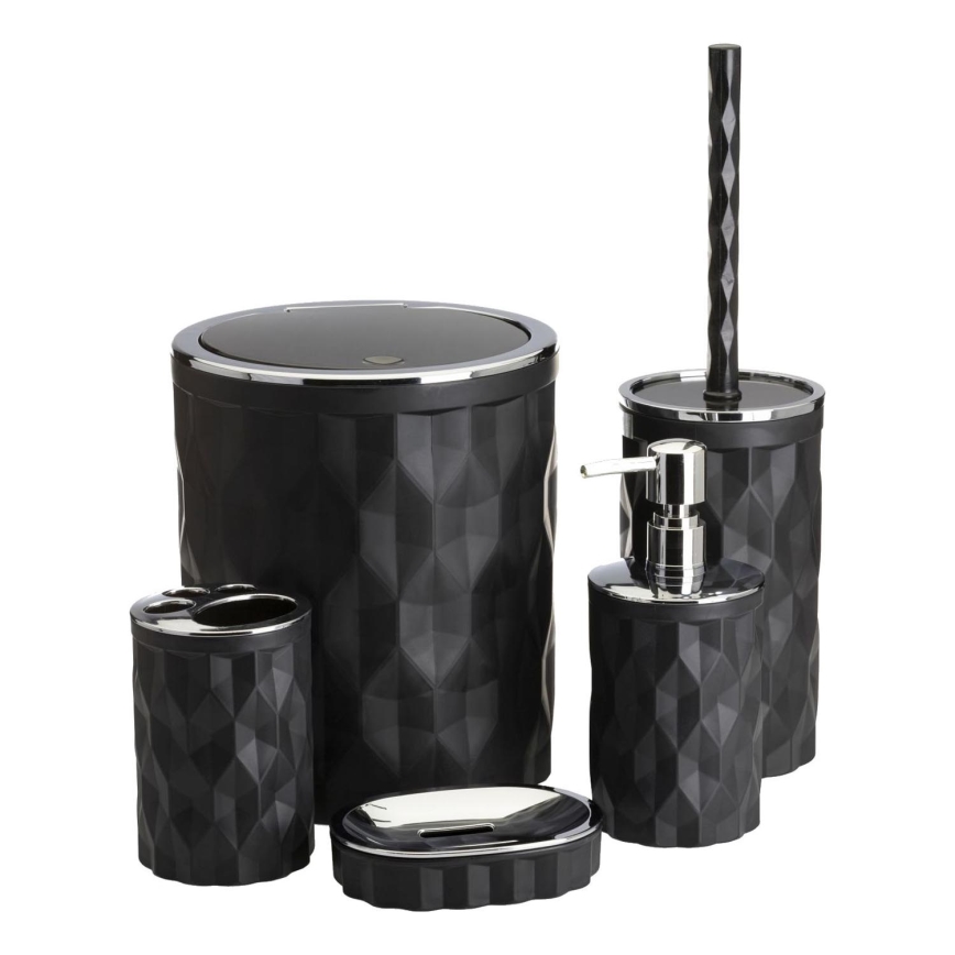 Koupelnový set REINA 5 ks černá/lesklý chrom