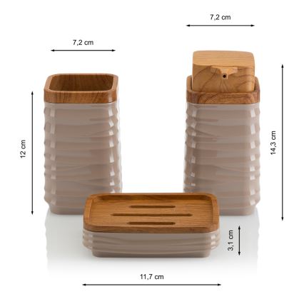 Koupelnový set WAVE 5 ks béžová/hnědá