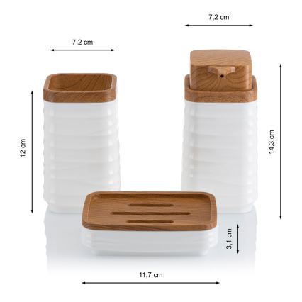 Koupelnový set WAVE 5 ks bílá/hnědá