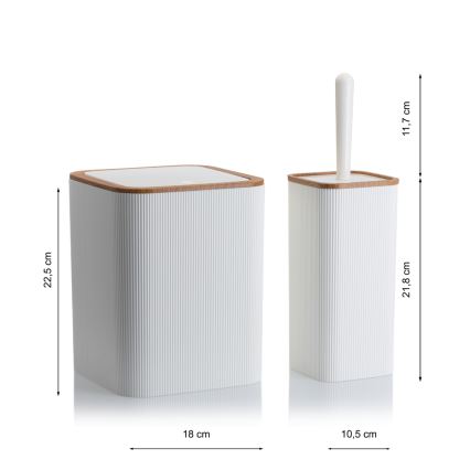 Koupelnový set ZOYA 5 ks bílá/hnědá
