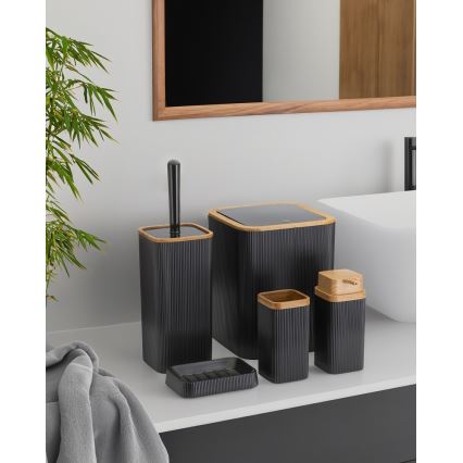 Koupelnový set ZOYA 5 ks černá/hnědá