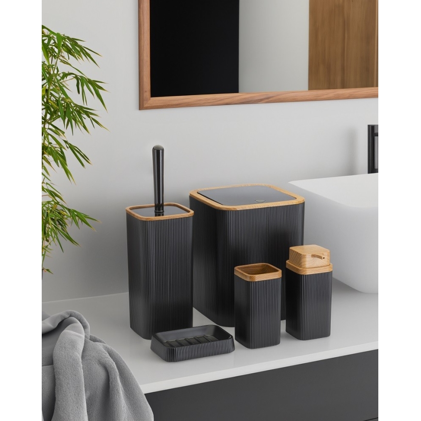 Koupelnový set ZOYA 5 ks černá/hnědá