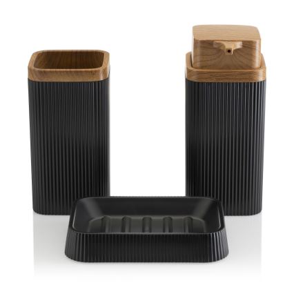 Koupelnový set ZOYA 5 ks černá/hnědá