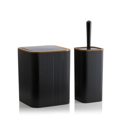 Koupelnový set ZOYA 5 ks černá/hnědá