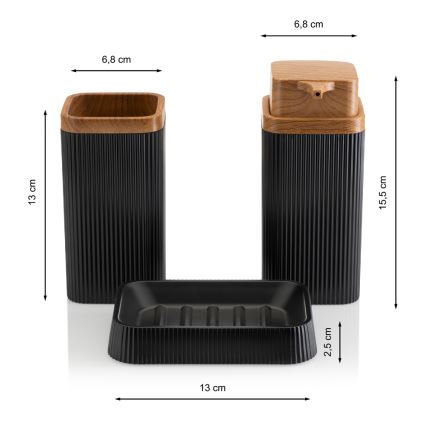 Koupelnový set ZOYA 5 ks černá/hnědá
