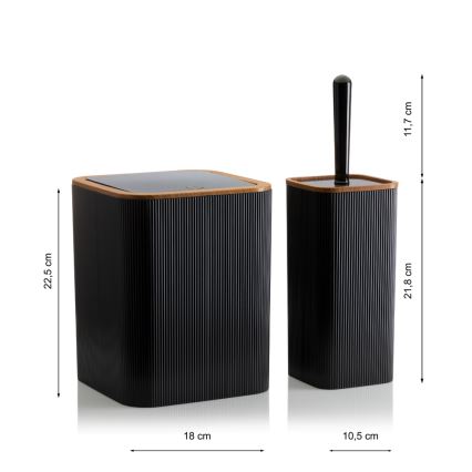 Koupelnový set ZOYA 5 ks černá/hnědá