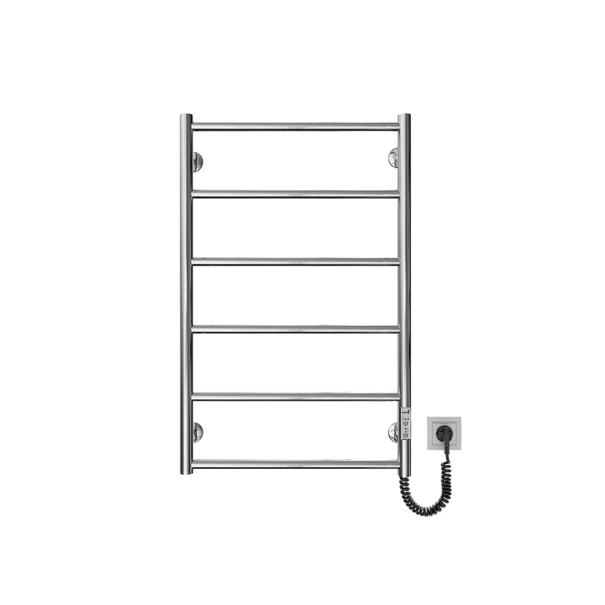Koupelnový žebříkový radiátor CLASSIC 110W/230V 81x52 cm nerez/lesklý chrom pravá