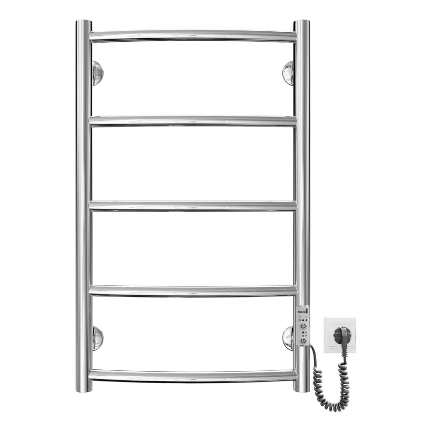 Koupelnový žebříkový radiátor CLASSIC 60W/230V 66x43 cm nerez/lesklý chrom pravá