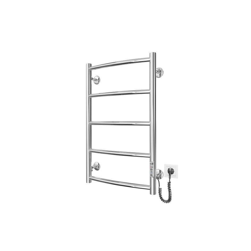 Koupelnový žebříkový radiátor CLASSIC 60W/230V 66x43 cm nerez/lesklý chrom pravá