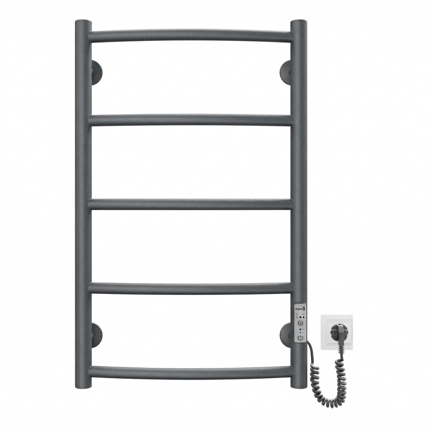 Koupelnový žebříkový radiátor CLASSIC 65W/230V 65x43 cm nerez/antracit pravá