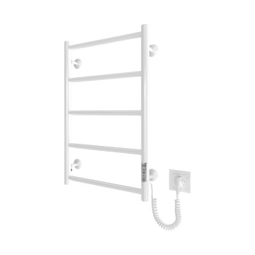 Koupelnový žebříkový radiátor CLASSIC 65W/230V 65x43 cm nerez/bílá pravá