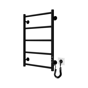 Koupelnový žebříkový radiátor CLASSIC 65W/230V 65x43 cm nerez/černá pravá