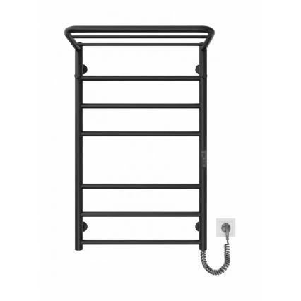 Koupelnový žebříkový radiátor HOME 95W/230V 77x53 cm nerez/černá pravá