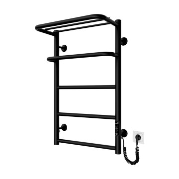 Koupelnový žebříkový radiátor HOTEL 75W/230V 65x43 cm nerez/černá pravá