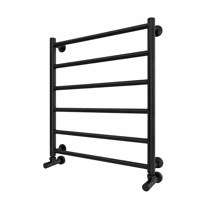 Koupelnový žebříkový radiátor INOX FLAT 122W/230V 57x43 cm nerez/černá